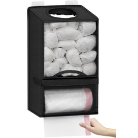 Plastic Bag Holders for Grocery Bags - Large Wall Mount Grocery Bag Holder with Dispenser for Kitchen, Oxford Cloth 2-in-1 Space-saving Plastic Bags Organizer, Black