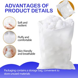 250g/8.8oz Polyfill Stuffing for Stuffed Animals,Toys, Cloud Decorations, and More Crafts - Hypoallergenic Soft Pillow Filling Stuffing, High Resilience Fill Fiber, Machine Washable, Natural White