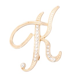 PATIKIL Letter Brooch Pins, Initial Letter K Rhinestone Broaches Metal Crystal Alphabet A-Z Lapel Pin for Women Jewelry Gift Suit Clothes Hat Dress Coat Craft, Gold Tone