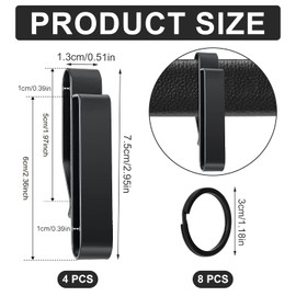 zalati Key Ring, Belt Ring, Quick Release, Key Holder, Robust Stainless Steel, for Wide Service Belts, Pack of 2, Black, One Size, black, Unit size