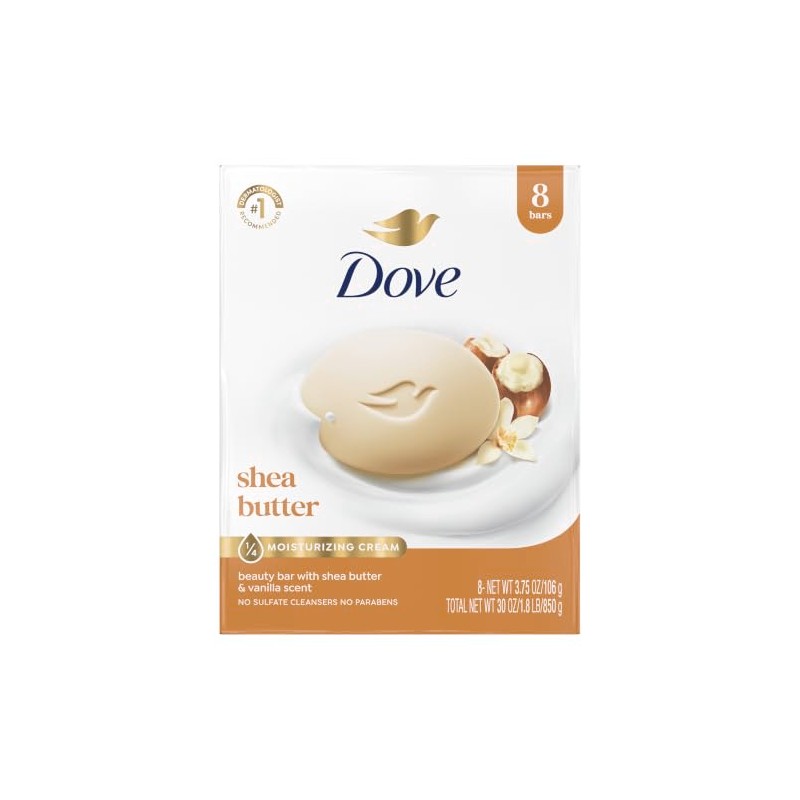 Dove Beauty Bar, Shea Butter, 4 oz, 8 Bar