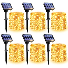 Solar Fairy Lights Outdoor, 6 Pack Solar String Lights, 8 Modes Solar Twinkle Lights Outdoor Waterproof, Copper Wire Lights for Christmas Garden Tree Yard Party Decorations