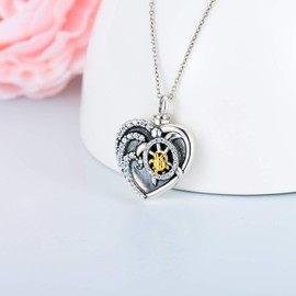 VENACOLY Urn Necklace for Ashes Wings, Infinity, Phoenix, Sunflowers, Cylinder, Circle of Life, Turtle Urn Necklace, 925 Sterling Silver Pendant Necklace, Cremation Gift for Women, Sterling Silver,