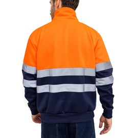 WORK IDEA High Visibility Safety Reflective Sweatshirt for Men ASIN Class 2 Hi Vis 1/4 Zipper Workwear(Orange)