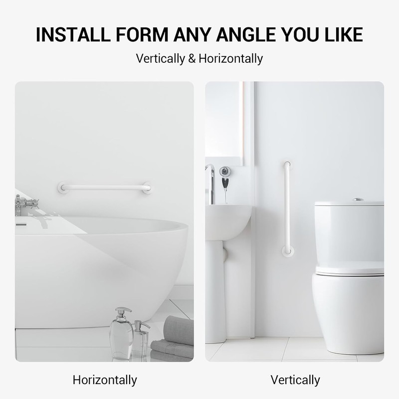 12 Inch Grab Bars for Wall White, Safety Shower Grab