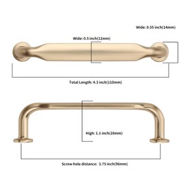 Asidrama 10 Pack 3.75 Inch(96mm) Brushed Brass Kitchen Cabinet Handles, Cabinet Pulls Kitchen Cabinet Hardware for Cupboard Drawer Pulls