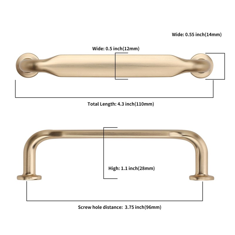 Asidrama 10 Pack 3.75 Inch(96mm) Brushed Brass Kitchen Cabinet Handles,