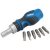 Draper Ratchet Screwdriver and 7 Bits Set |Stubby Soft Grip