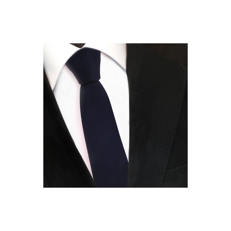 TigerTie - Slim Designer Tie in Plain Rips Patterned, Blue,