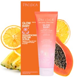 Pacifica Glow Baby Exfoliating Face Scrub, Brightening Enzyme Facial Cleanser w/ Vitamin C & Glycolic Acid for Radiant Smooth Skin, Unclogs Pores & Removes Dead Skin, Microbead-Free Vegan (4 fl oz)
