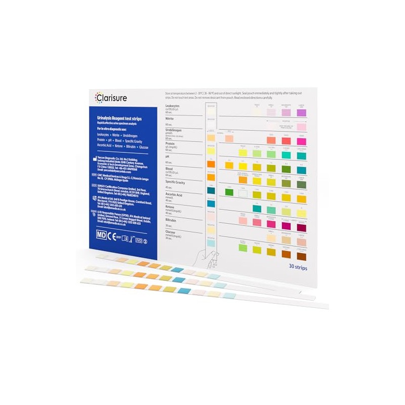 Urinalysis Urine Test Strips, 30 Sticks/Dipsticks | 11-Parameter Test