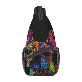 Mqtzyiwx Pitbull Florecent Dog Sling Backpack Hiking Backpack Crossbody Bag Sports Lightweight And waterproof Chest Bag Shoulder Bag For Women Men