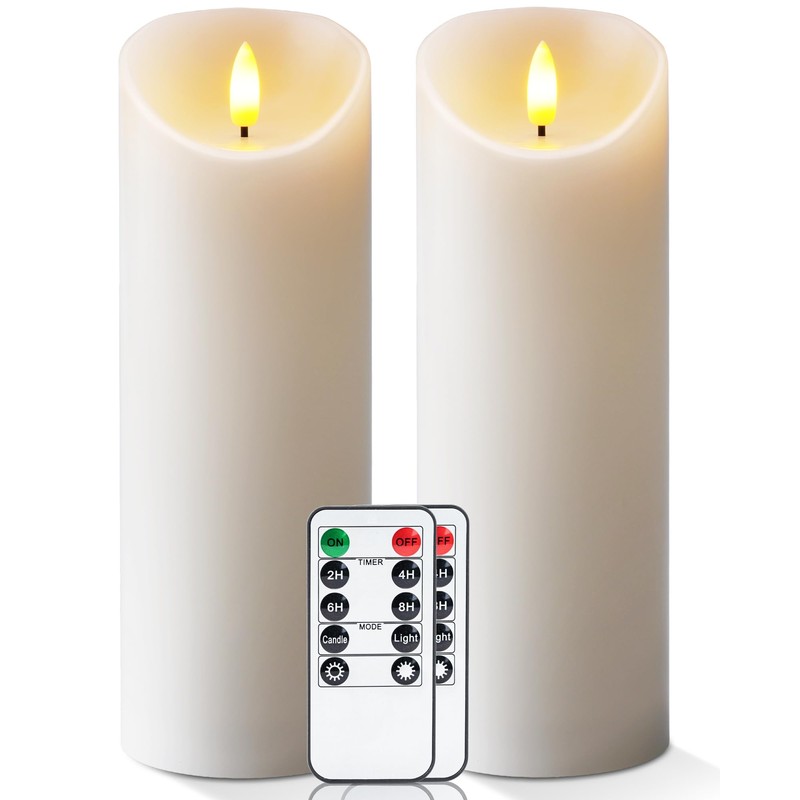 5plots 9" x 3" Flickering Flameless Candles - Battery Operated