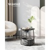 VASAGLE Side Table with Charging Station, Round End Table With