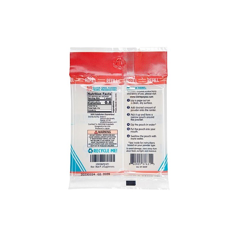 Blate Papes Edible Film Squares, 200 Count [Refill Pack] |