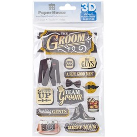 Paper House Groom Wedding Themed 3D Dimensional Scrapbook Stickers