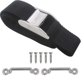 YYST 54" Battery Tie Down Strap Kit Battery Hold Down Strap with Stainless Steel 316 Buckle, Stainless Steel 316 Deck Mounts, 4 SS Screws -1/PK