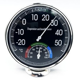 EUROXANTY Analogue Thermometer and Hygrometer Device, Humidity Meter with ABS Housing, Humidity Meter with Thermometer, Calibrable Hygrometer and Thermometer, Black