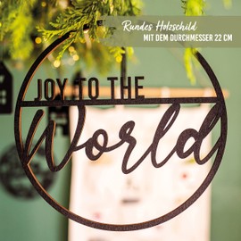 Papierdrachen Large Cutout Ring Made of Wood with the Saying Joy to The World – Colour Black – The Special Christmas Decoration