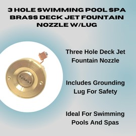 3 Hole Swimming Pool Spa Brass Deck Jet Fountain Nozzle w/Lug