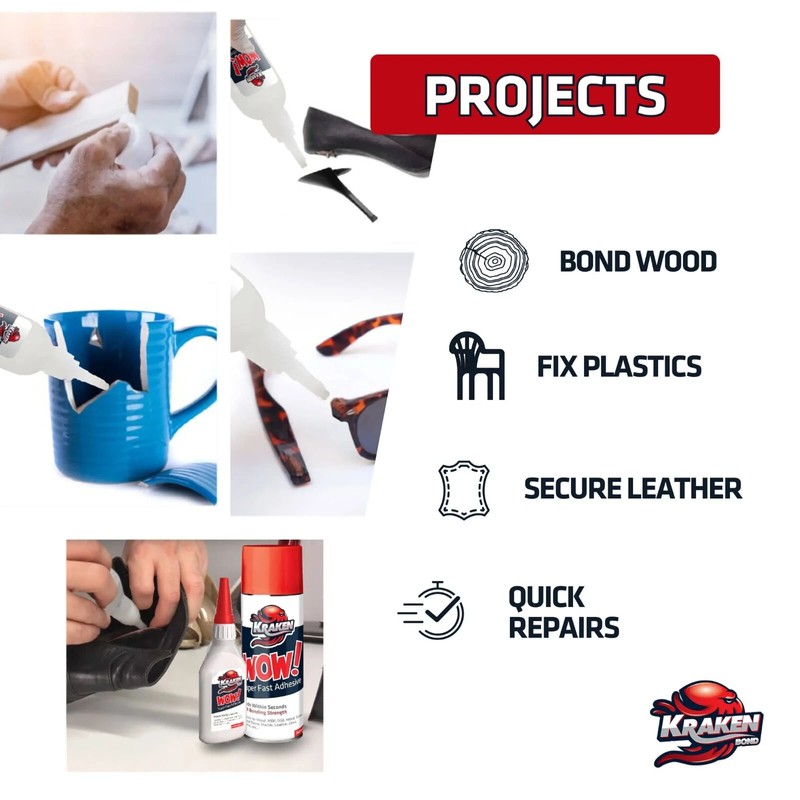 Super Glue Kraken Bond WOW Super Fast Adhesive CA Glue