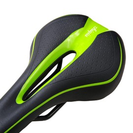 ZHIQIU Bicycle Soft Saddle Bike Color Seat Cushion Saddle Ergonomic Fit for Road Bike Mountain Bike (MTB) and Solid Gear Bike (Black/Green Hollow)