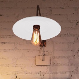 POPETPOP Industrial Lamp Shade Replacement Vintage Metal Bulb Guard White Iron Cone Ceiling Holder Diy Light Shade Lamp Shade for Pendant Light Wall Sconce 12inch