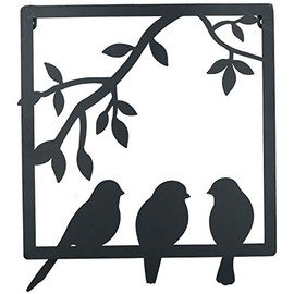 AB Tools 3 Birds on Wire Branch Wall Art Metal Frame Silhouette Garden Home Decoration