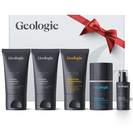 Geologie Skincare Gift Set | 5-Piece Kit Includes 2 Face Washes, SPF15 Moisturizer, Retinol Cream & Vitamin C Serum | Perfect Holiday Gift + Daily Routine for Clear, Healthy Skin for Men and Women