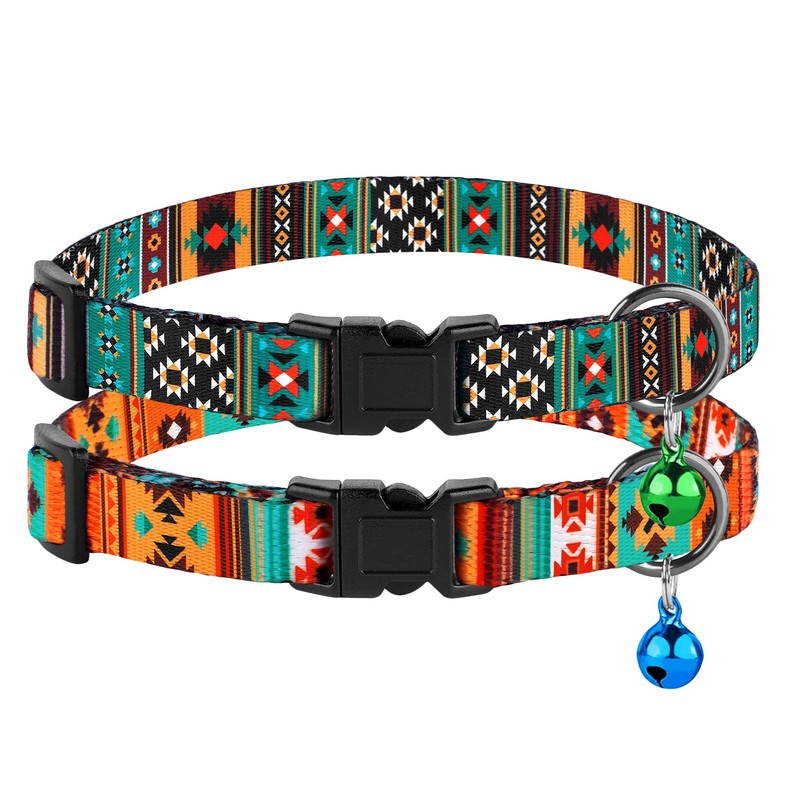 Cat Collar Breakaway 2PCS Adjustable Pattern Tribal Aztec Southwest Safety