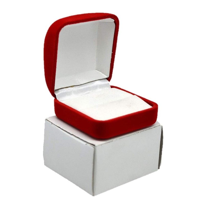 Novel Box Red Flocked Ring Gift Box Jewelry Display
