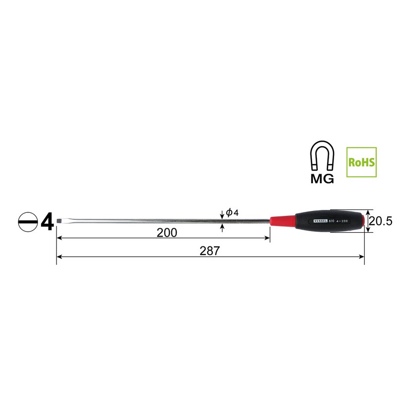 Vessel Cushion Grip Screwdriver (Narrow Shaft Model), 6104200