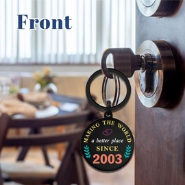 DGXMD 22nd Birthday Gifts - 'Making the World a Better Place Since 2003' Birhtday Keyring - Birthday Present for 22 Year Old Boys Girls