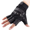BUZZxSELECTION GB006 Men's Leather Gloves Fingerless Mesh Studded Motorcycle Survival