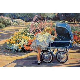 Corinne Hartley Little Mother New CUSTOM FRAMED Art Lithograph Cute Kids