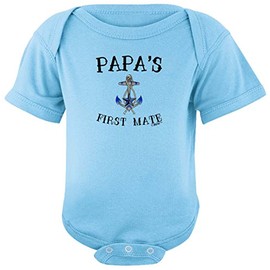 Nautical Baby Shower Bodysuit Papa's First Mate Nautical Sailing Bodysuit 12 Months Light Blue