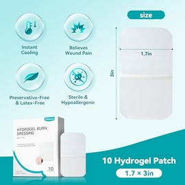 Dimora - Aderezo para heridas de hidrogel de 1.7 x 3 pulgadas, almohadillas para orejas para quemaduras, vendaje calmante estéril, tratamiento protect