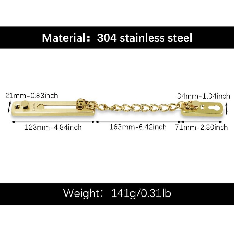WCHOSOZH Stainless Steel Door Chain Lock, Security Door Latch Lock