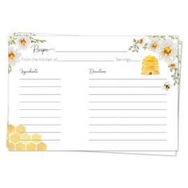 The Invite Lady Bumblebee Recipe Cards Housewarming Gift or Bridal Shower Bride to Bee 4x6 Double Sided (50 Count)