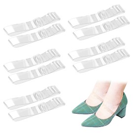 KALIOEN 5 Pairs Adjustable Transparent Invisible High Heel Shoelaces, Elastic Replacement Ankle Heel Straps, Anti Loose Ankle Straps with Clear Buckle for Women Girls Holding Loose High Heel,2 Sizes