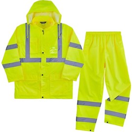 Ergodyne B3135427 GloWear 8376K Lightweight Hi-Vis Rain Suit - Class 3 Polyester Lime - XL