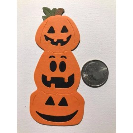 HANDMADE Die Cut - 2 Pumpkin Stacks Scrapbook / Card Embellishment