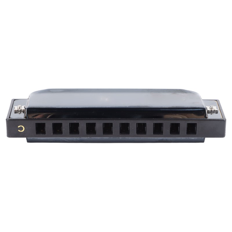 Black Harmonica C Key 10 Hole Blue Harp Stainless Steel