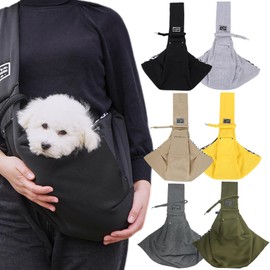 Joebo Pet Sling, Pet Bag, Carrier, For Dogs and Cats, Breathable, Includes Pockets and Safety Rope, Crossbody Shoulder Bag, For Outings, Huggable Up To 28.7 lbs (13 kg) (Black)