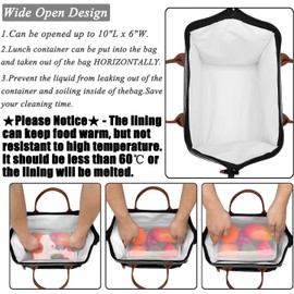 LOKASS Lunch Bag Insulated Lunch Box Wide-Open Lunch Tote Bag with Removable Shoulder Strap for Women/Men Adults Work Picnic Hiking Beach Fishing(Stripes)