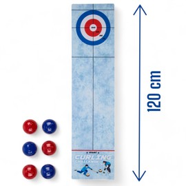 MIJOMA Drinking Game, Table Football & Table Curling, Includes Play Mat 120 x 30 cm, 6 Ball Glides, 2 Shooter Glasses - Bring momentum to any party (Table Curling)