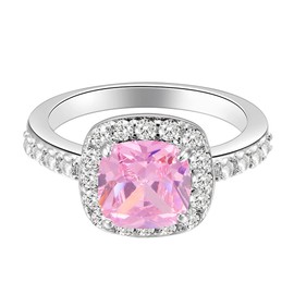 Impression Collection Square Rings Wedding Party Statement CZ Cocktails Gold Plated Classic Fashion Size 5-10 (Pink, 7)