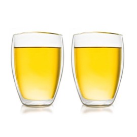 Creano doppelwandiges Thermoglas 250ml „DG-Hoch“, 2er Set, großes hitzebeständiges Trinkglas aus Borosilikatglas, Kaffee-/Teeglas