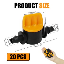 Aeipou Drip Irrigation Barb Shut-Off Valve 20-Pack 1/4-Inch 4mm/7mm Universal Irrigation Manifold Tubing Coupling Valve for Drip System Adjustable Flow Control for Agriculture Gardening Lawn