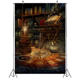 Loccor 3x5ft Fabric Fantasy Backdrop Spell-Book Potion Cartoon Background Tapestry Wonderland Party Fairy Tale Birthday Party Decorations Newborn Baby Shower Banner Photo Booth Studio Props